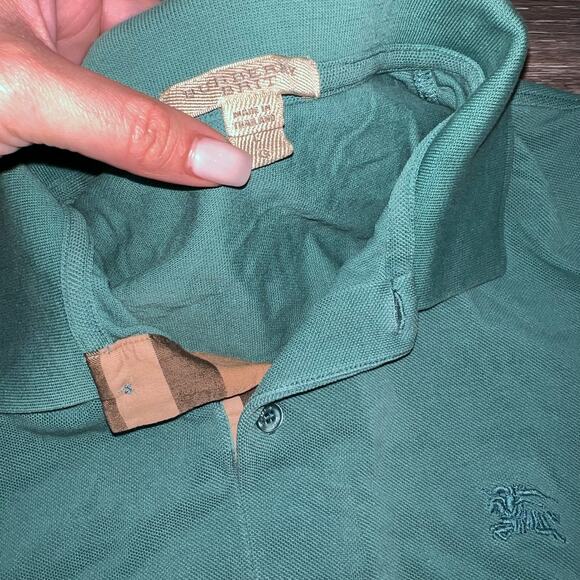 Burberry Brit Large Aqua Blue Green Classic Fit Polo - Picture 3 of 7